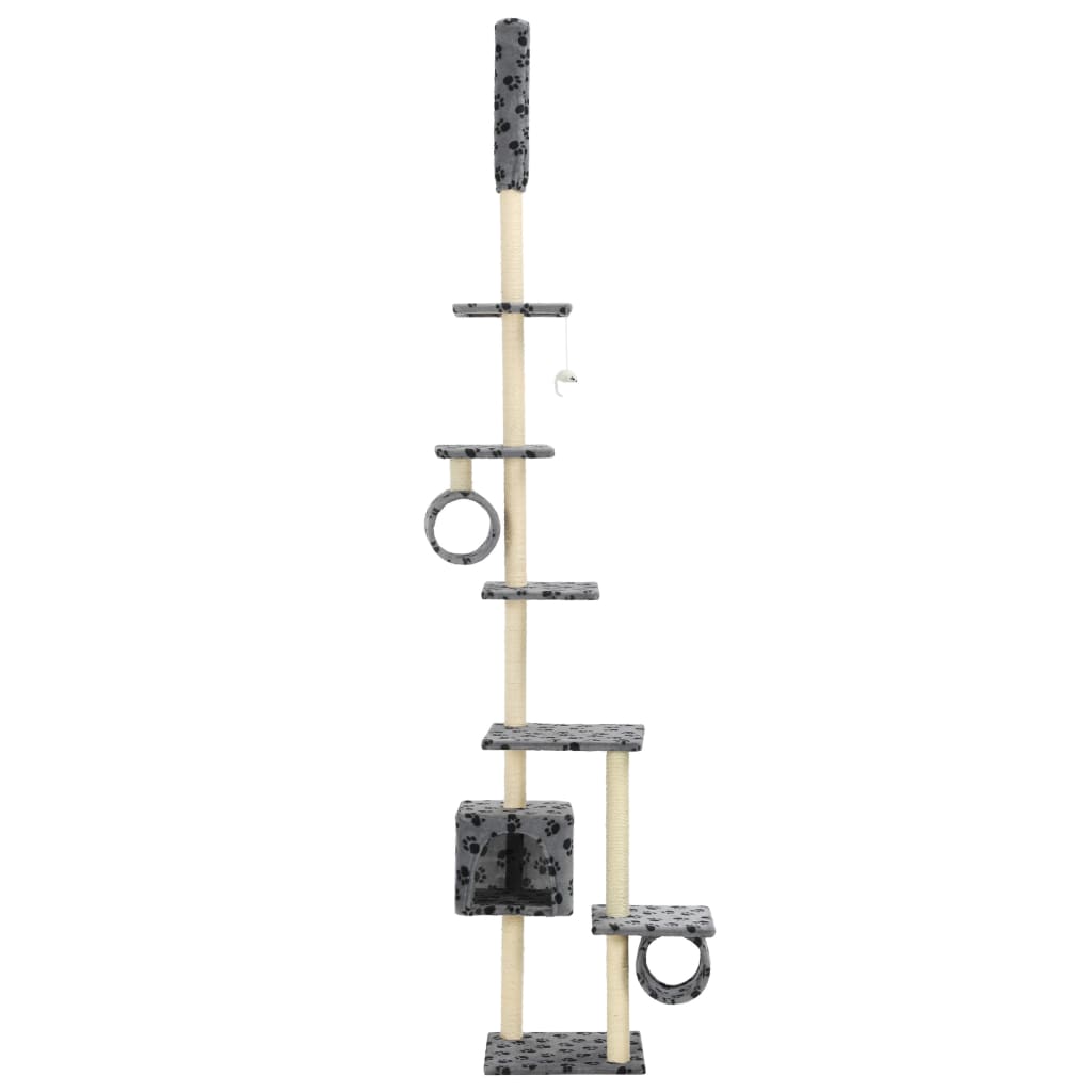 Vidaxl arbre à chat avec poteaux en sisal 260 cm empreintes de pattes gris