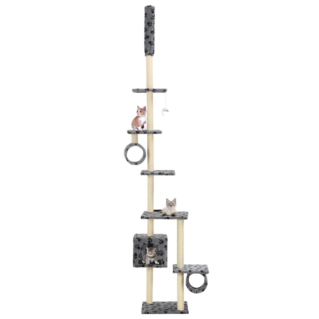 Vidaxl arbre à chat avec poteaux en sisal 260 cm empreintes de pattes gris