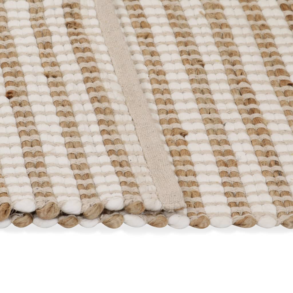 Vidaxl tapis 120x180 cm - Jute tissé à la main naturel et blanc