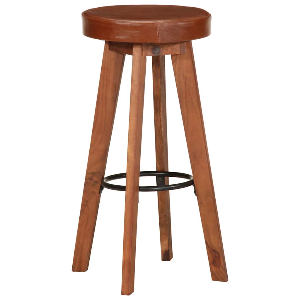Vidaxl barstoelen 2 st echt leer en massief acaciahout
