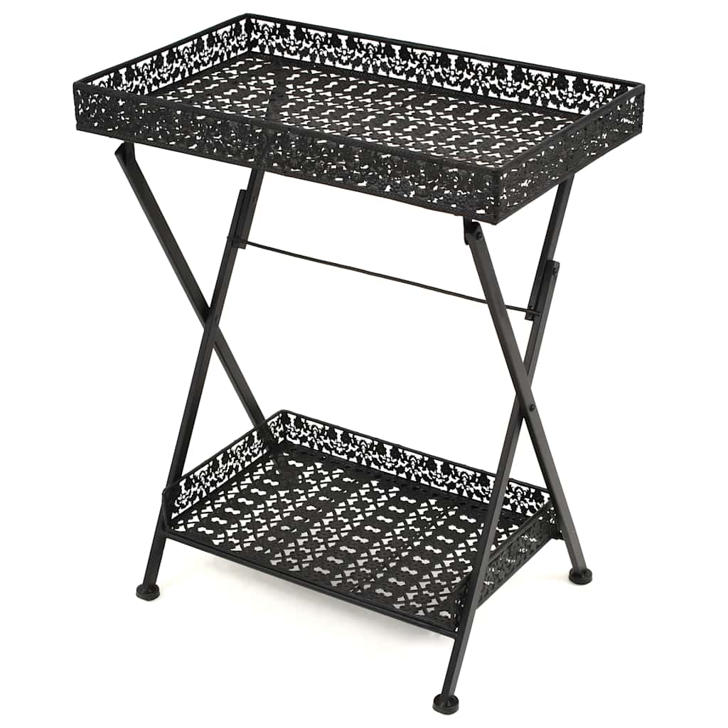 Vidaxl theetafel vintage stijl inklapbaar 58x35x72 cm metaal zwart