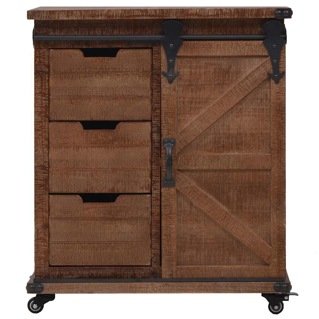 Vidaxl opbergkast 64x33,5x75 cm massief vurenhout bruin