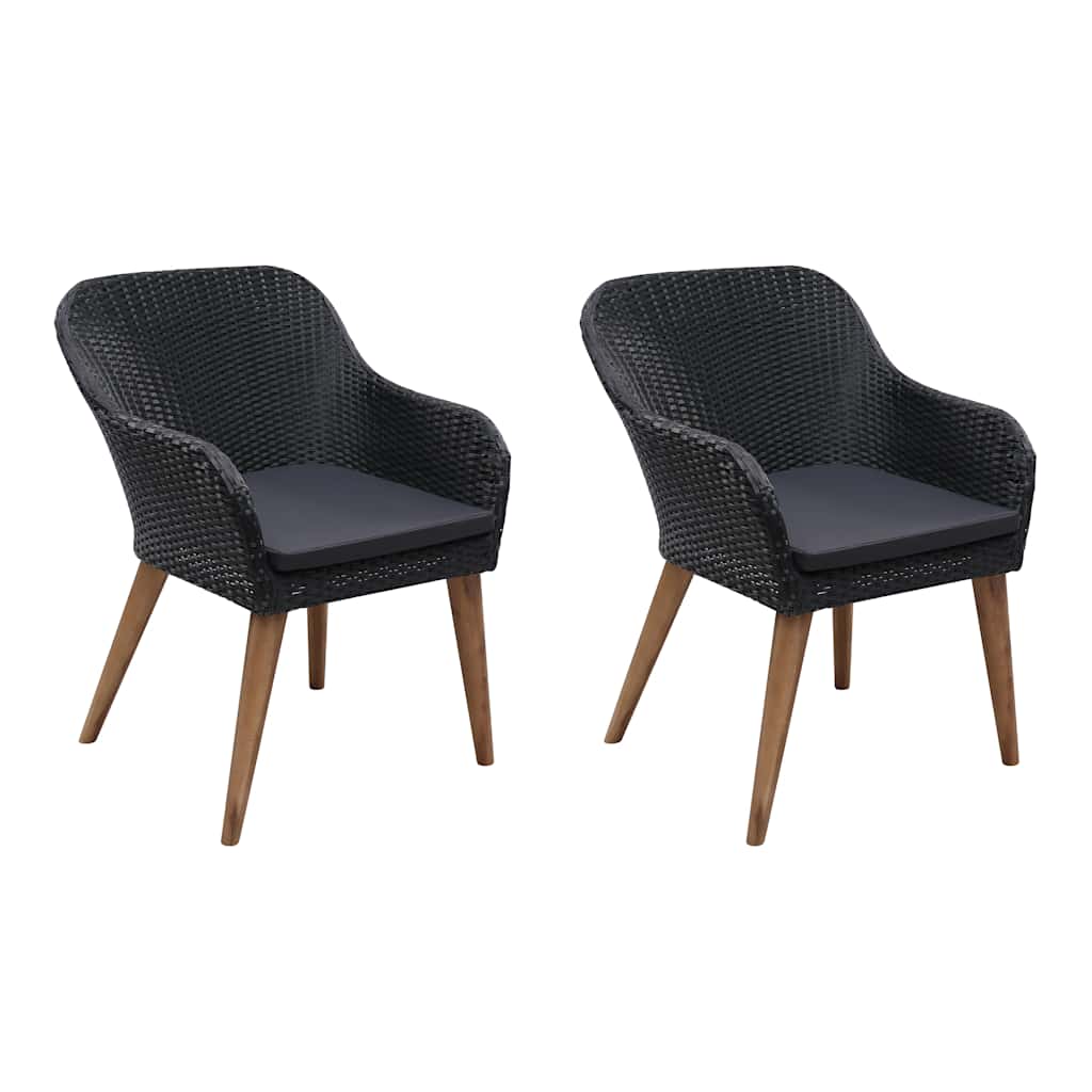 Vidaxl tuinstoelen 2 st met kussens poly rattan zwart