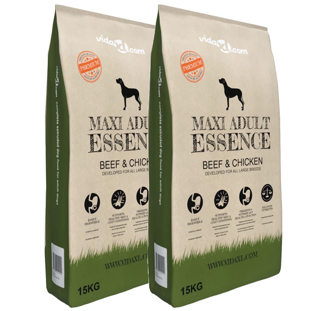 Vidaxl Premium Dog Aliments Maxi Adulte Essence Beef Chicken 30 kg 2 PCS