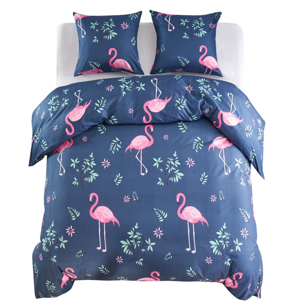 Ensemble de croisement de couette Vidaxl Flamingo 200x200 80x80 cm Rose bleu marin