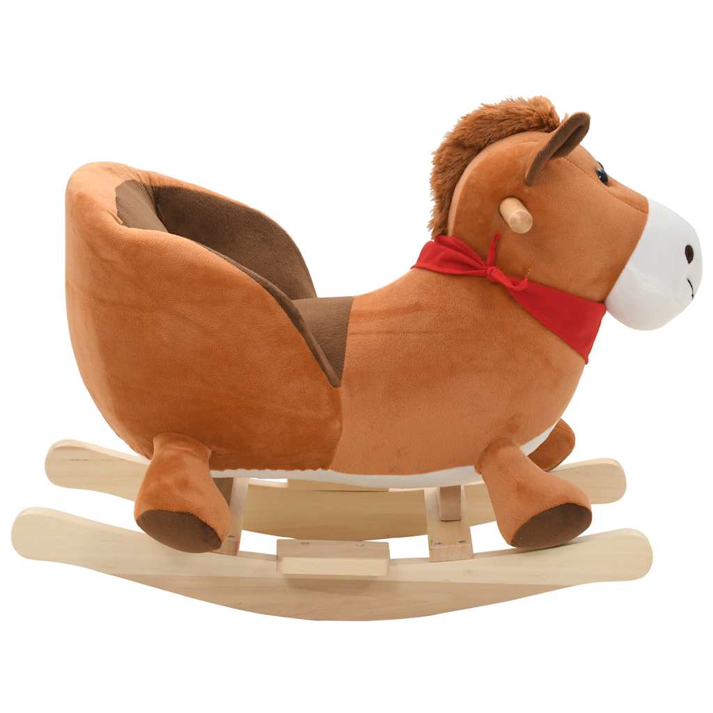 Vidaxl Hobbeldier Horse avec dossier 60x32x50 cm brun en peluche
