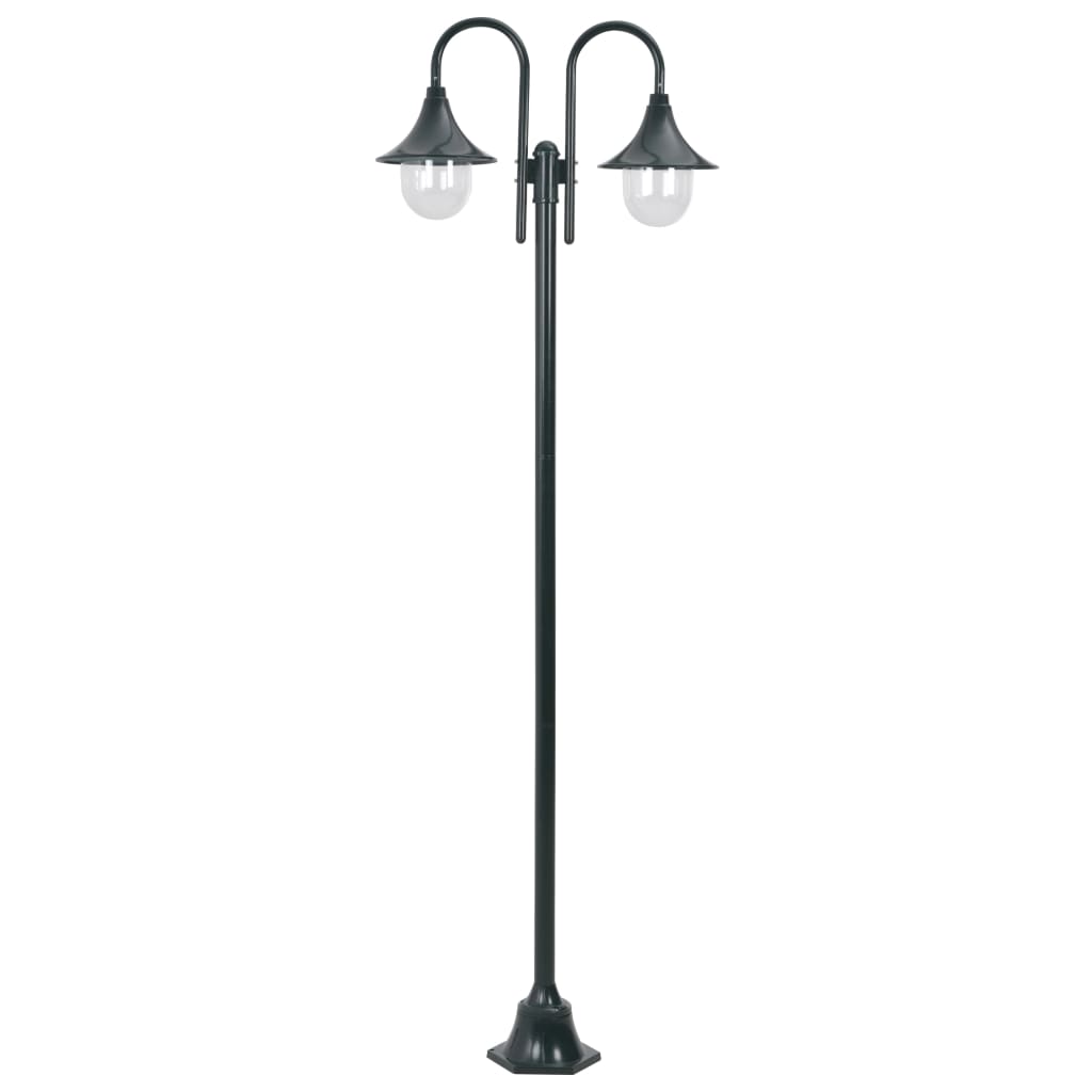Vidaxl jardin d'éclairage pâle E27 220 cm en aluminium vert foncé 2 pièces