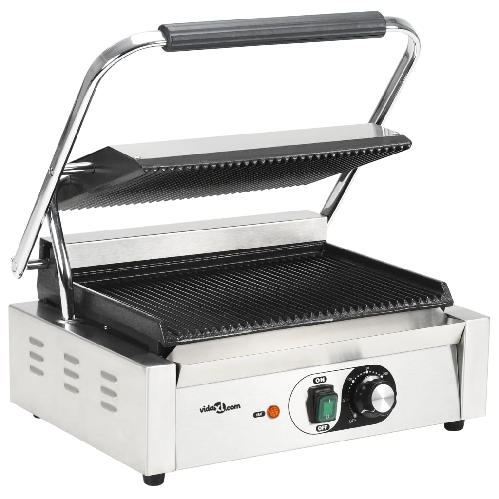 VidaXL grill panini rainuré 2200 w 43x30,5x20 cm