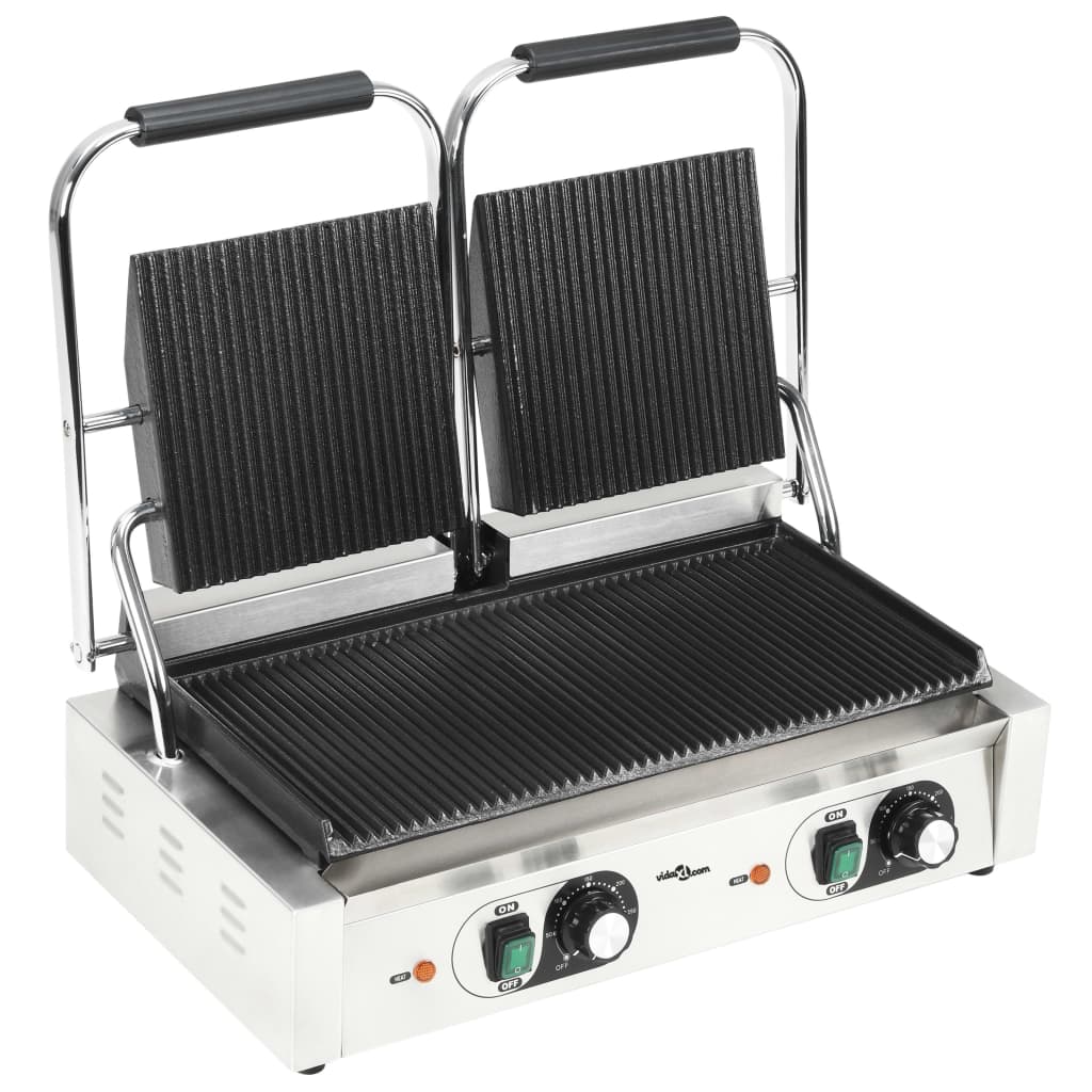 VidaXL grill panini double rainure 3600 w 57x30,5x20 cm
