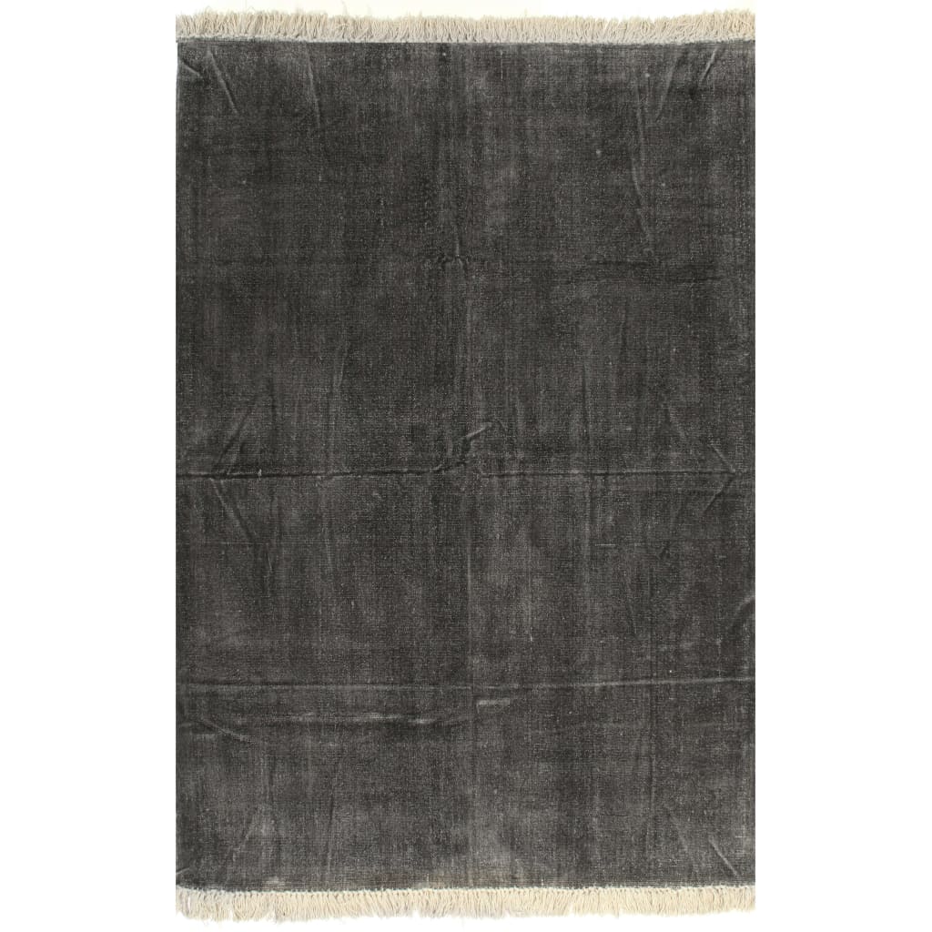 Vidaxl Kelim Rug 120x180 cm Coton Anthracite