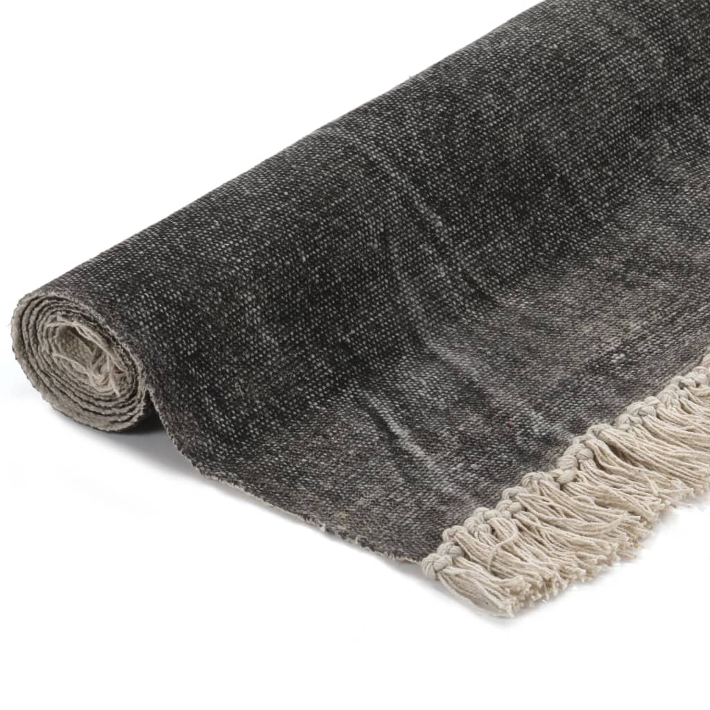 Vidaxl Kelim Rug 120x180 cm Coton Anthracite