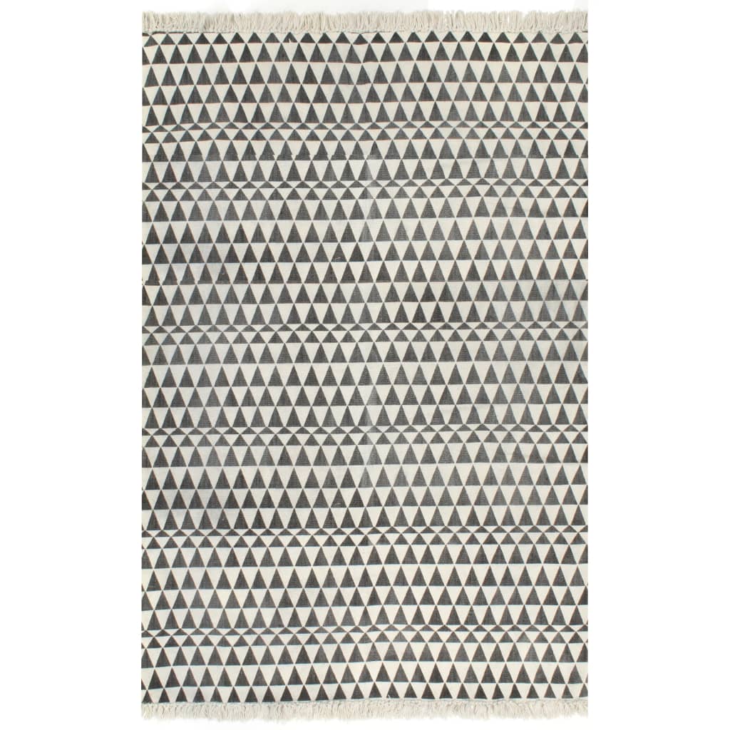Tapis Vidaxl Kelim avec motif 120x180 cm Coton noir et blanc