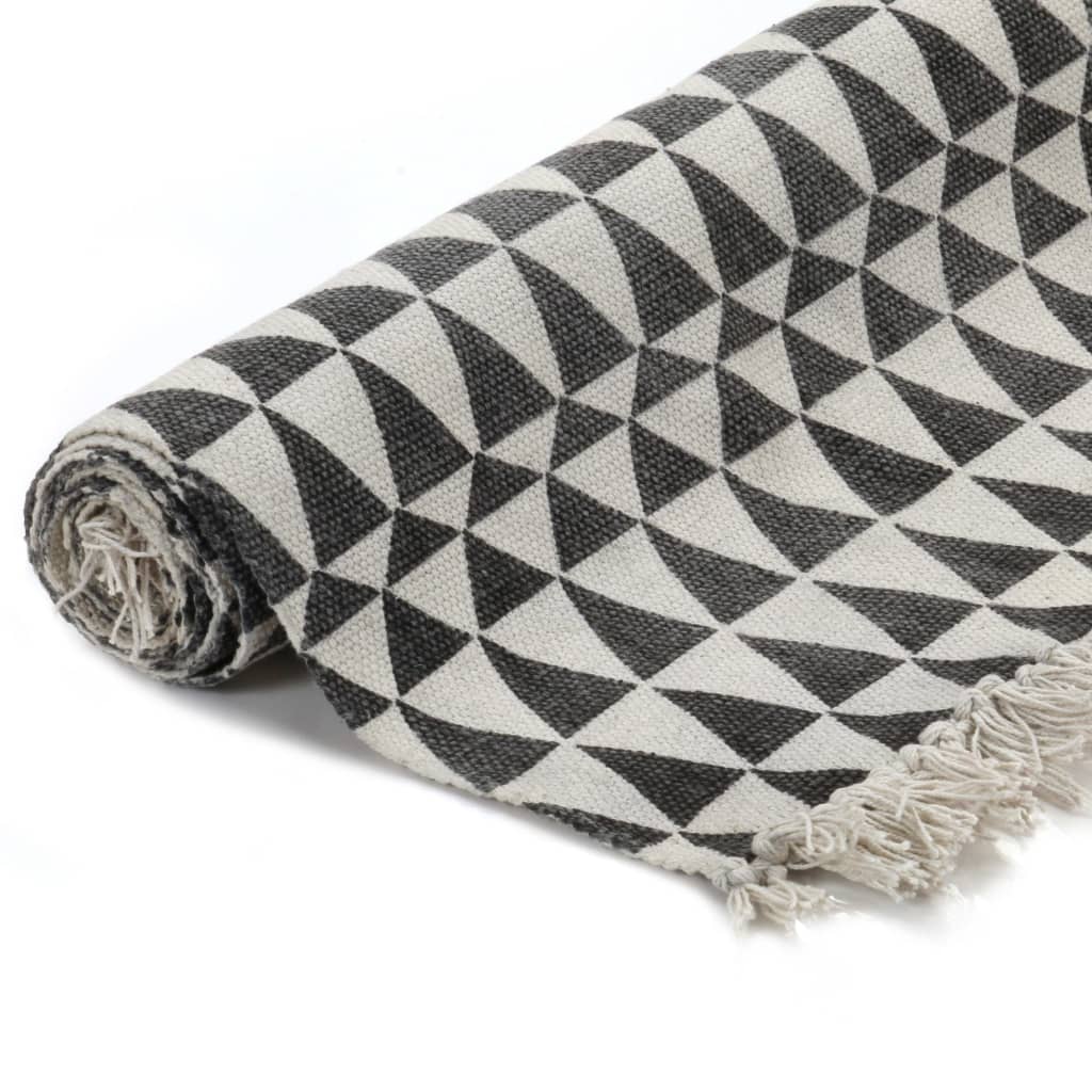 Tapis Vidaxl Kelim avec motif 120x180 cm Coton noir et blanc