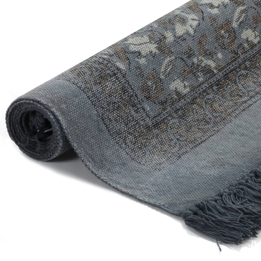 Tapis Vidaxl Kelim avec motif 120x180 cm Gray en coton