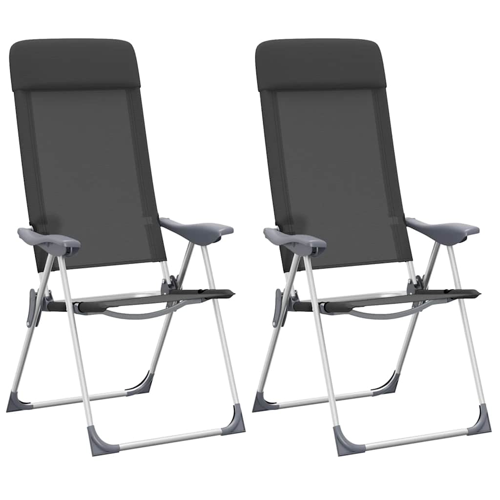 Chaises de camping vidaxl pliable aluminium noir 2 sts