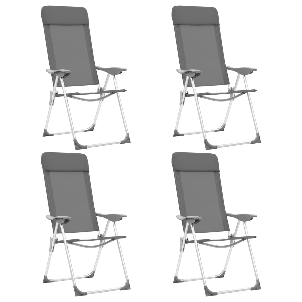 Vidaxl Camping Chairs 4 PCS pliant en aluminium gris
