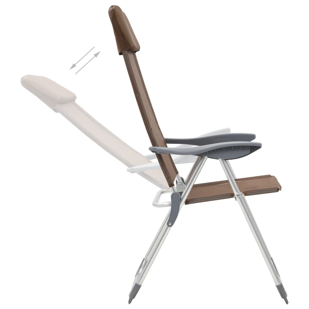 Vidaxl Camping Chairs 4 PCS pliant en aluminium brun