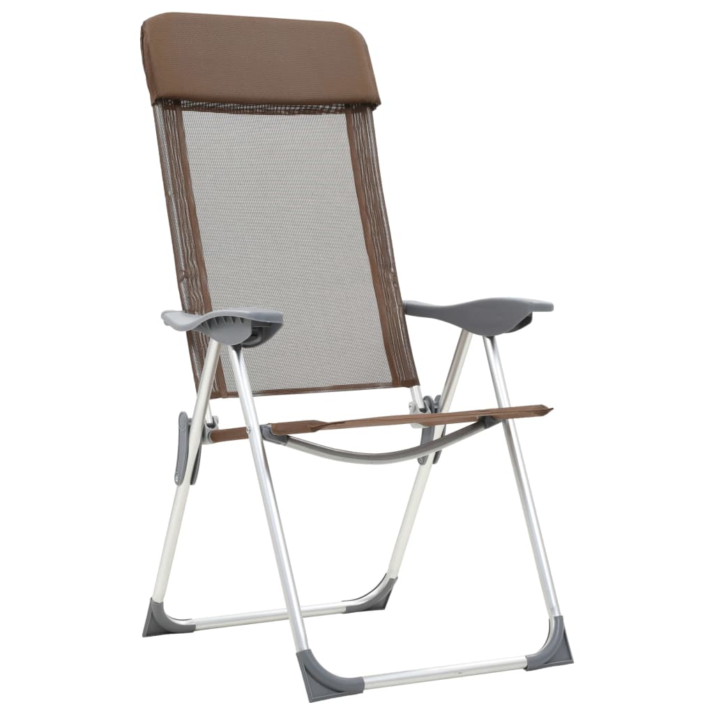 Vidaxl Camping Chairs 4 PCS pliant en aluminium brun