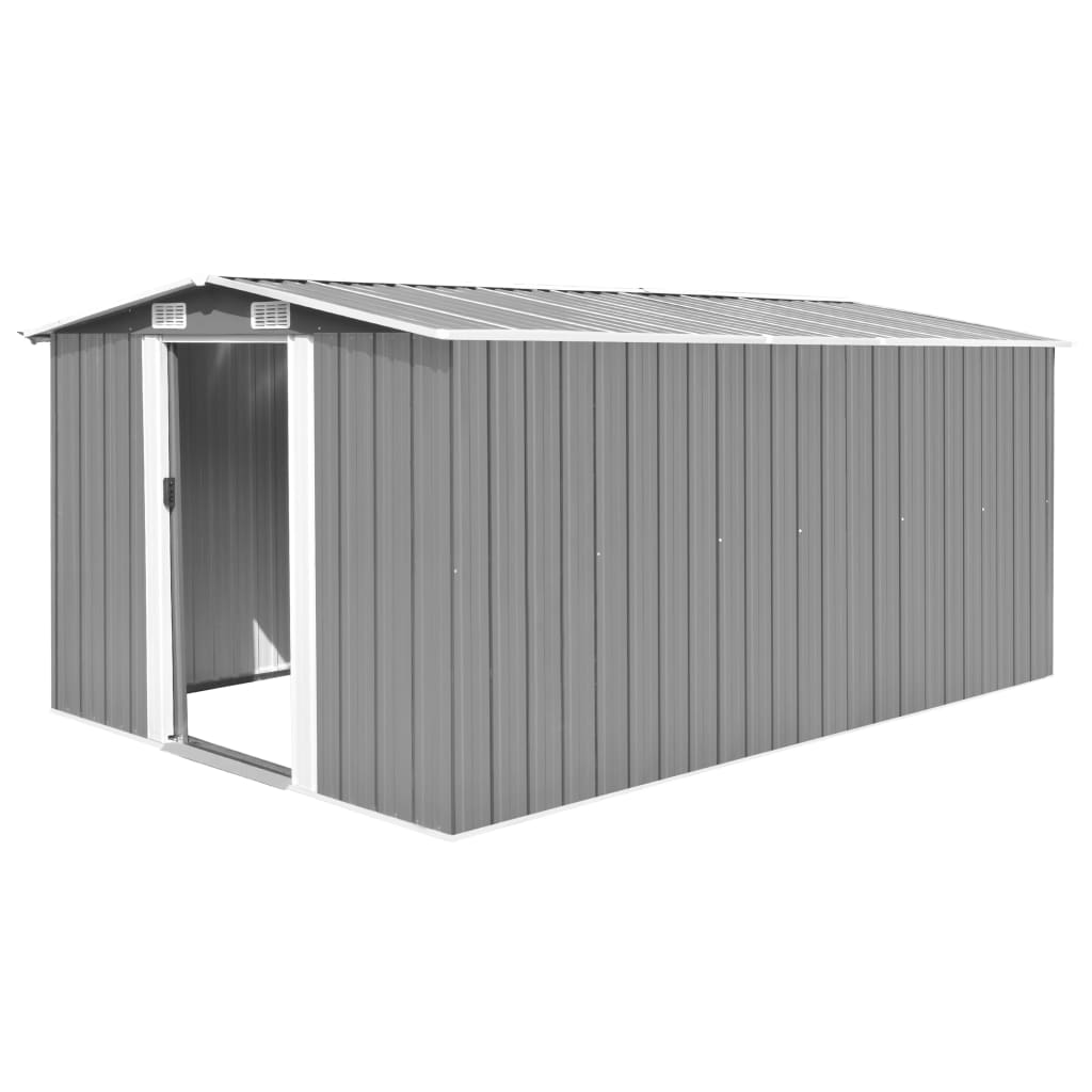 Vidaxl hangar de jardin 257x392x181 cm gris métallique