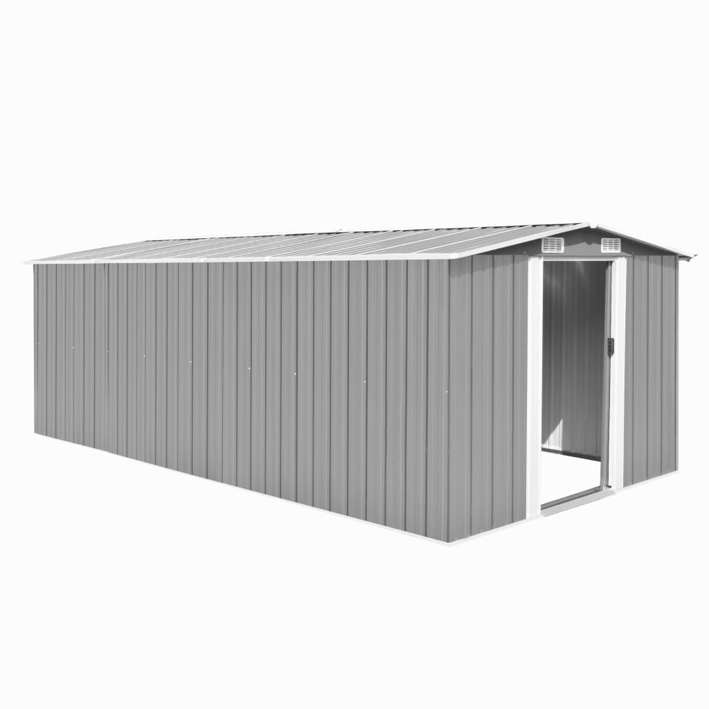 Vidaxl hangar de jardin 257x489x181 cm gris métallique