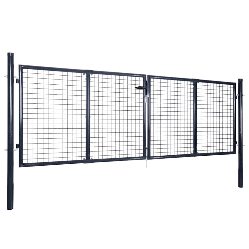Vidaxl Gaaspoort 289x75 cm Gray en acier galvanisé