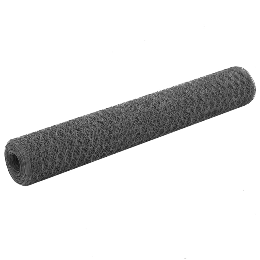 VidaXL grillage 25x1 m acier avec revêtement PVC gris