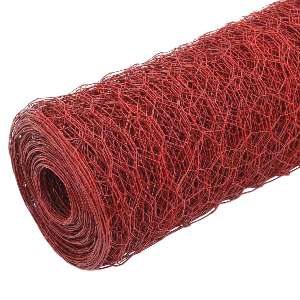 Vidaxl Poulet Fil 25x0,5 m en acier avec revêtement en PVC rouge