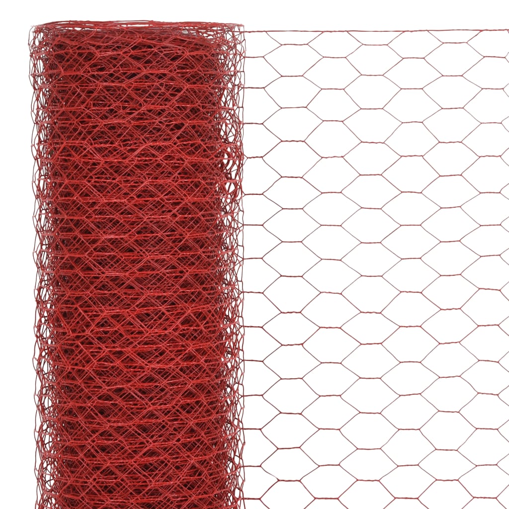 Vidaxl Poulet Fil 25x0,5 m en acier avec revêtement en PVC rouge