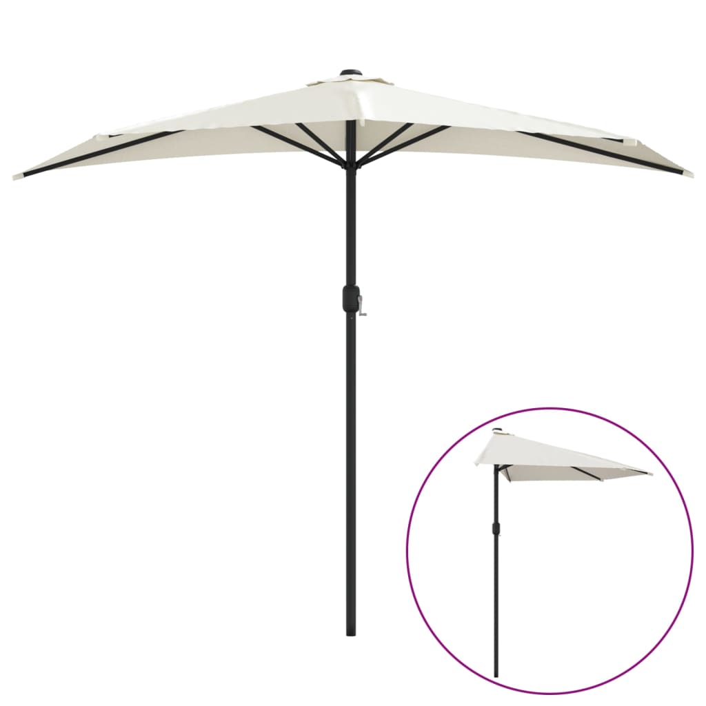 Vidaxl balcon parasol moitié avec un poteau en aluminium 270x144 cm sable -colored