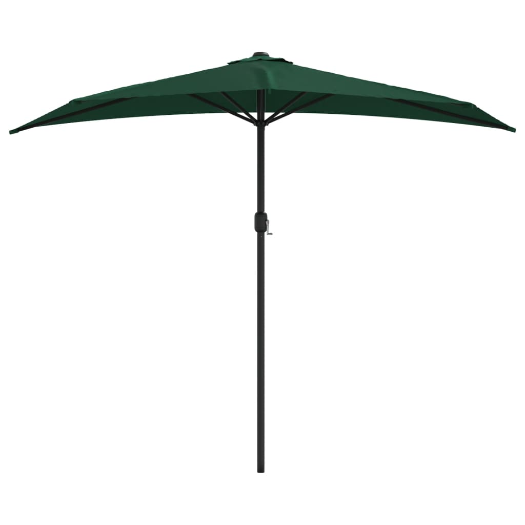 Vidaxl balcon parasol moitié avec poteau en aluminium 270x144 cm vert