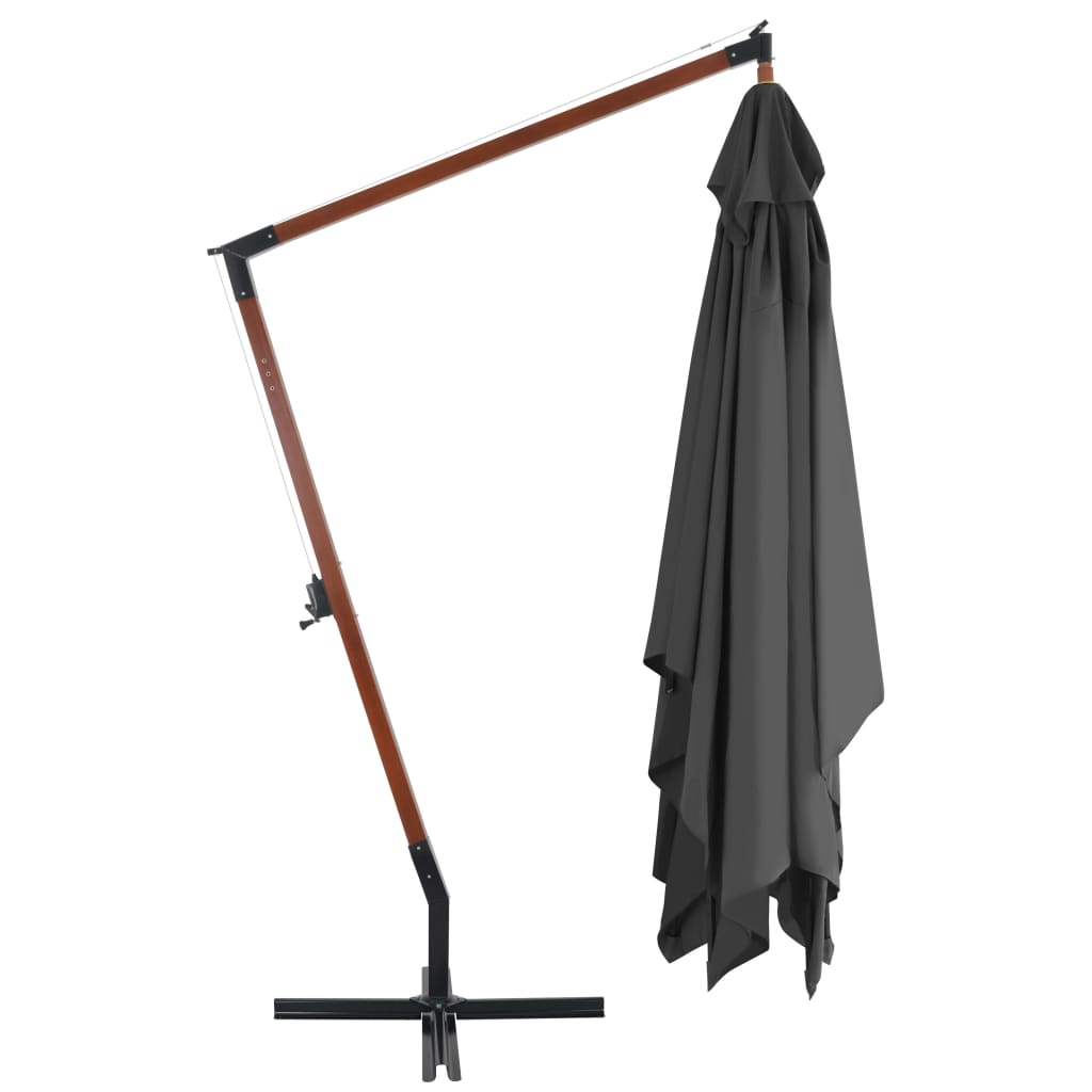 Vidaxl Parasol flottant avec poteau en bois 400x300 cm anthracite -colored