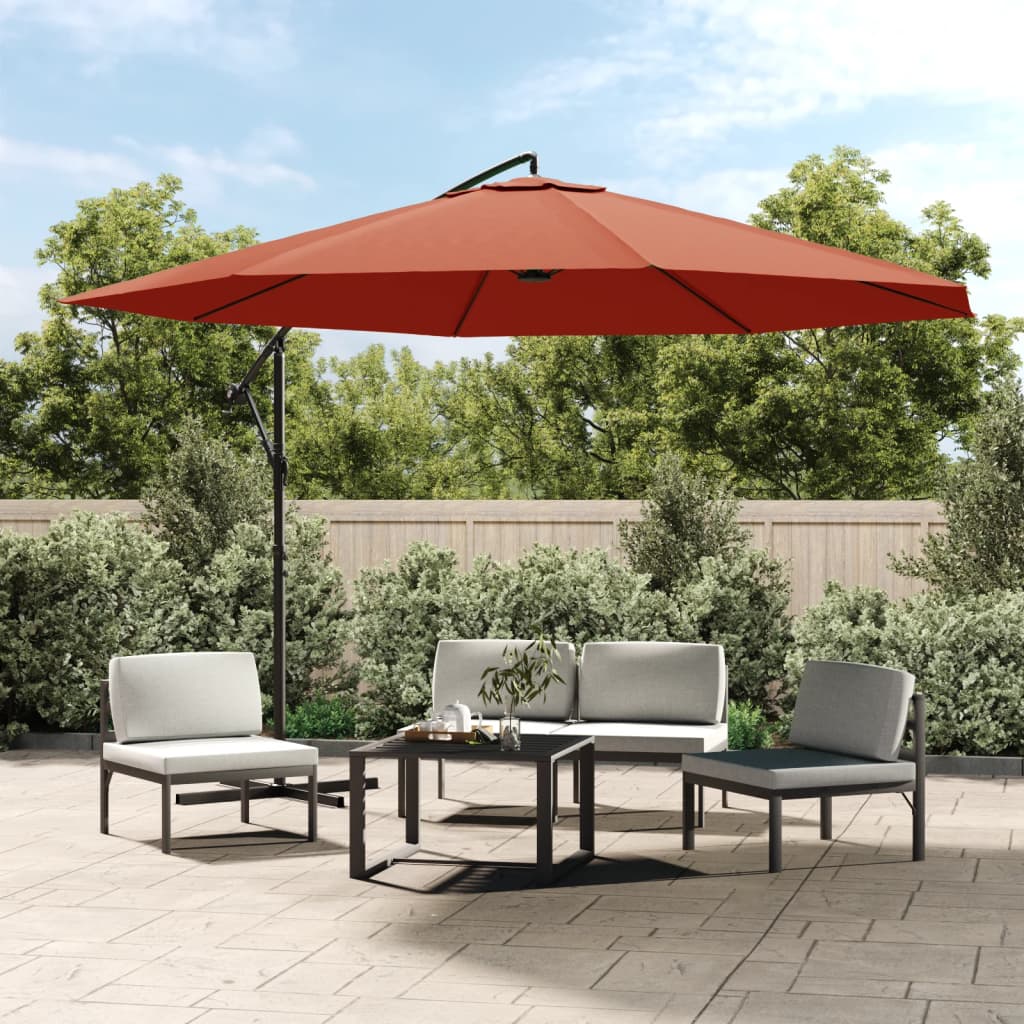Vidaxl parasol flottant avec mât en aluminium 350 cm couleur terre cuite