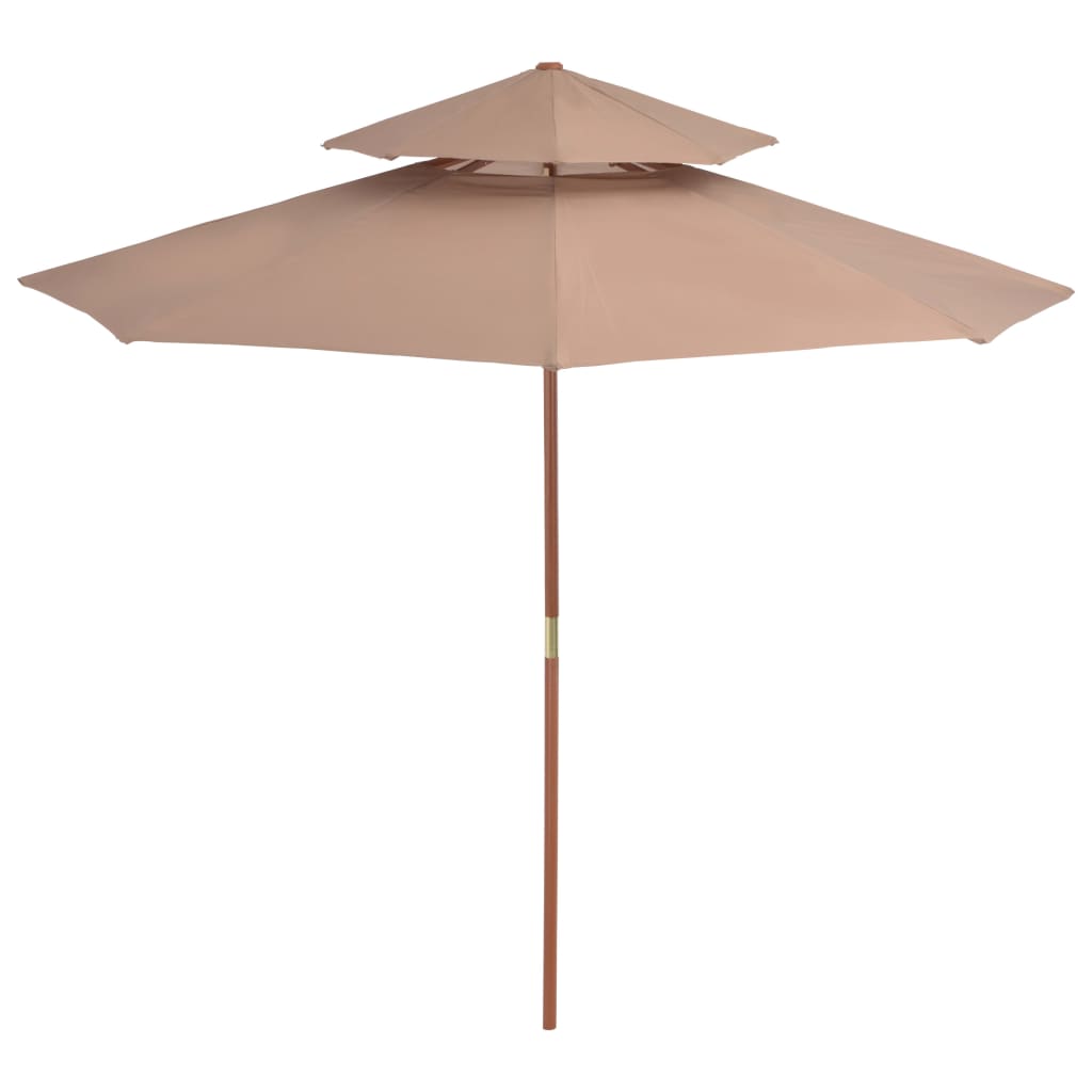 Vidaxl Parasol Double Decker avec poteau en bois 270 cm taupe