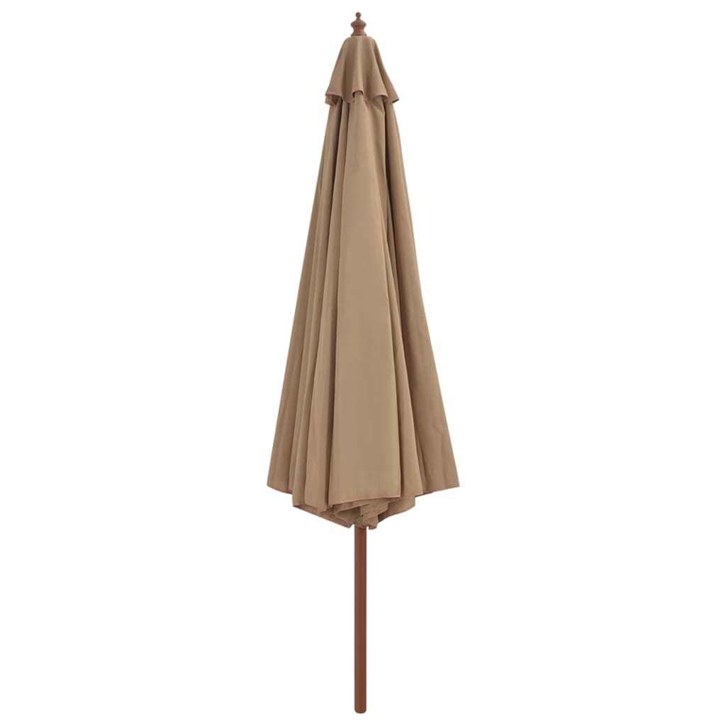Parasol vidaxl avec poteau en bois 350 cm taupe
