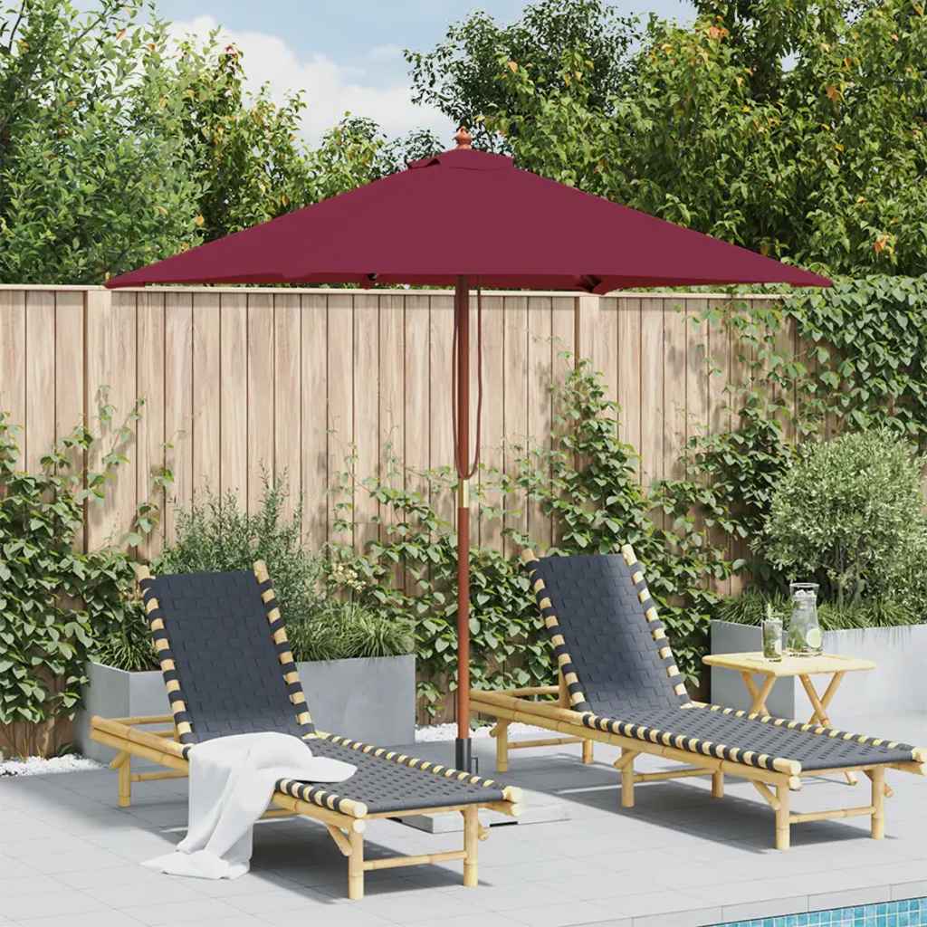 Parasol vidaxl avec poteau en bois 150x200 cm Bordeaux rouge