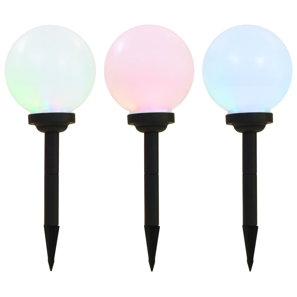 Vidaxxl Lampes solaires LED rondes 20 cm RVB 3 pcs