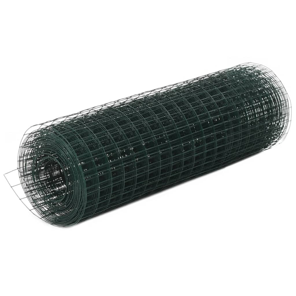 VidaXL grillage à poules 10x0,5 m acier avec revêtement PVC vert