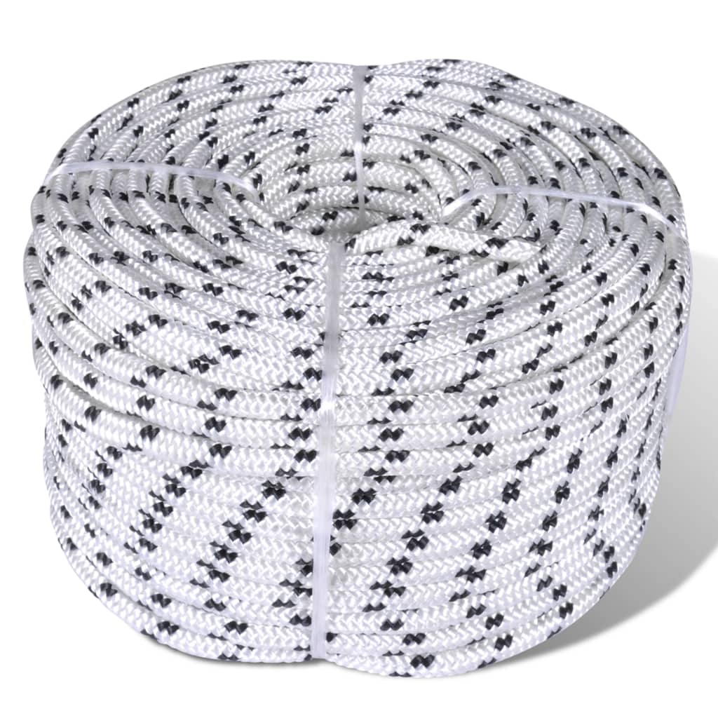 Corde de bateau vidaxl tressée 6 mm 250 m de polyester blanc