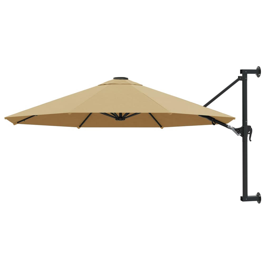 Parasol mural vidaxl avec pôle métallique 300 cm taupe