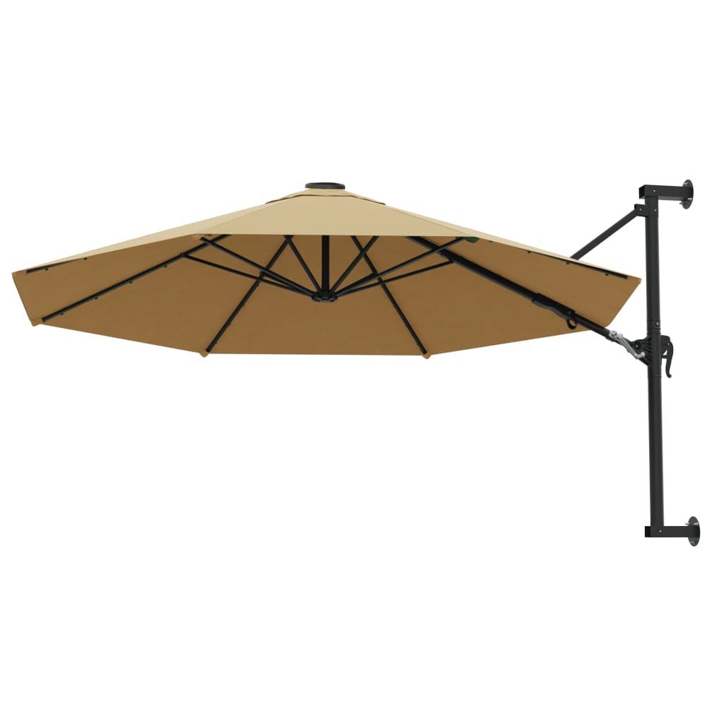 Parasol mural vidaxl avec pôle métallique 300 cm taupe