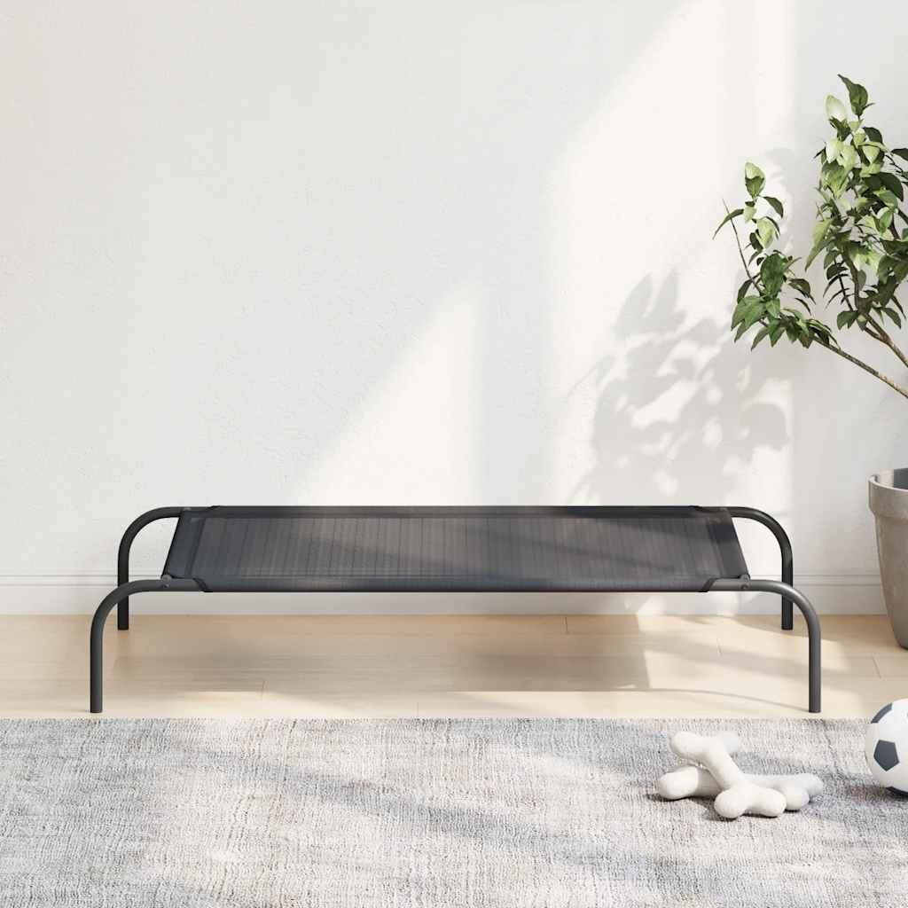 Vidaxl lite de chien surélevé l textileen noir