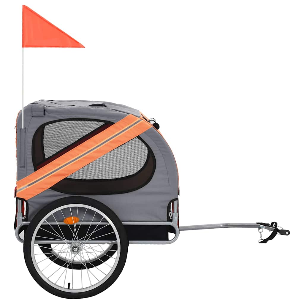 VidaXL remorque vélo pour chien orange et gris