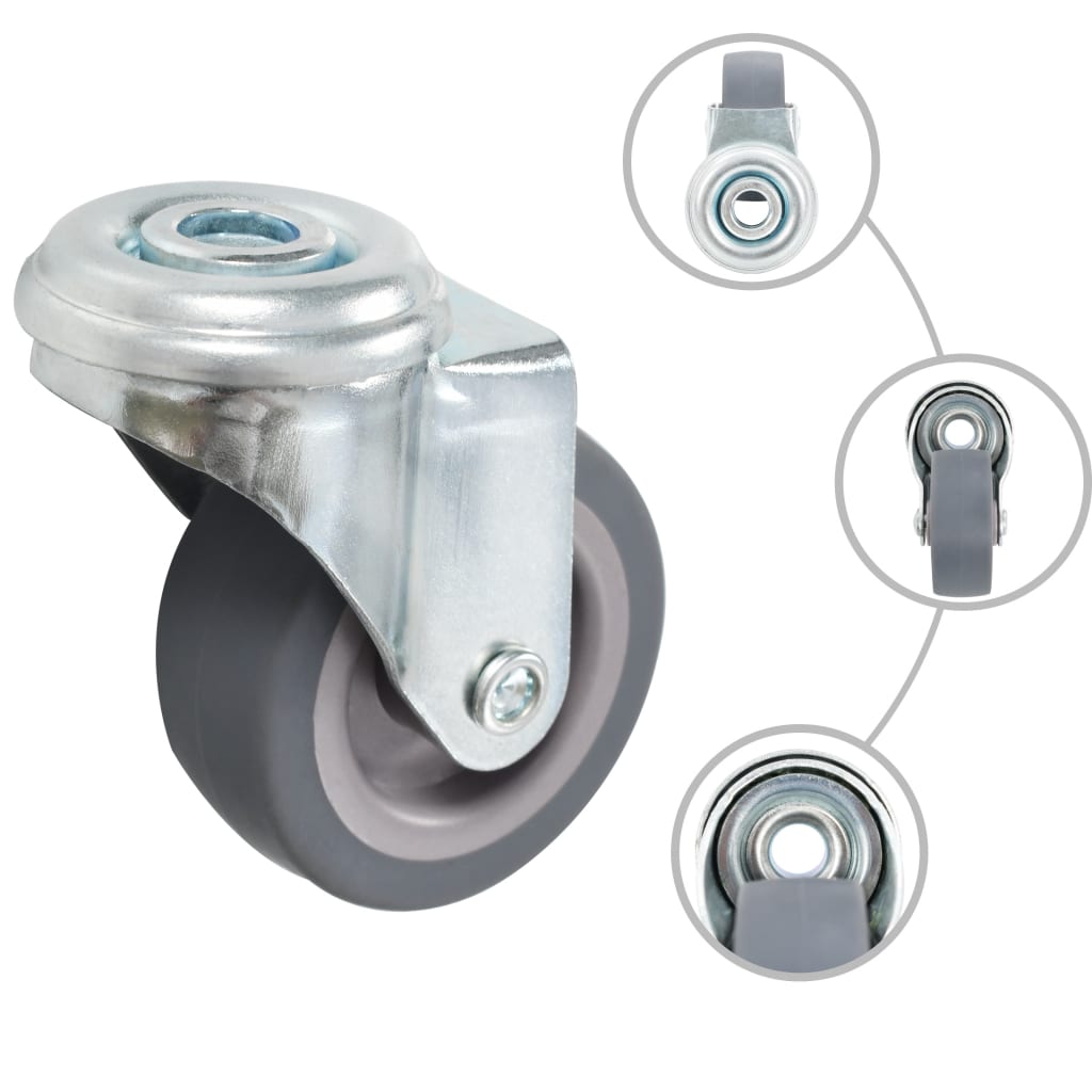 Vidaxl roulettes pivotantes avec trous de boulons 4 pcs 50 mm