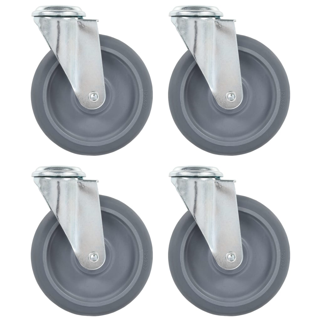 Vidaxl roulettes pivotantes avec trous de boulons 4 pcs 125 mm