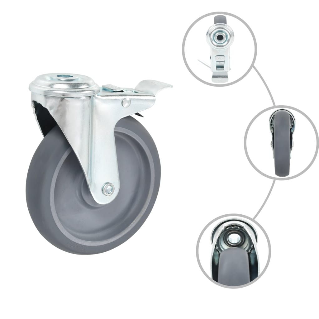 Roulettes pivotantes Vidaxl avec trous de boulons et doubles freins 4 pcs 125 mm