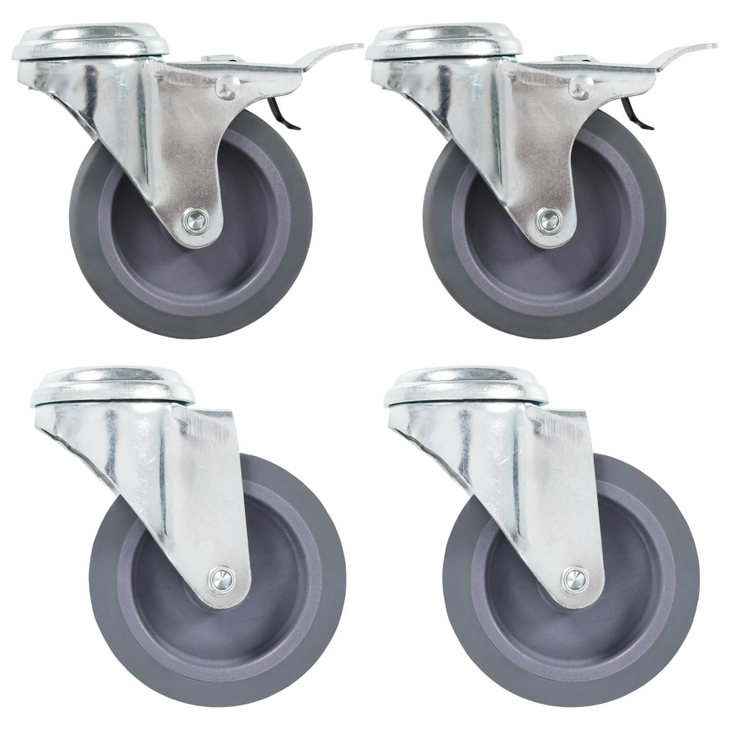 Vidaxl roulettes pivotantes avec trous de boulons 4 pcs 75 mm