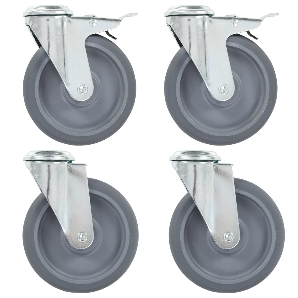 Vidaxl roulettes pivotantes avec trous de boulons 4 pcs 125 mm