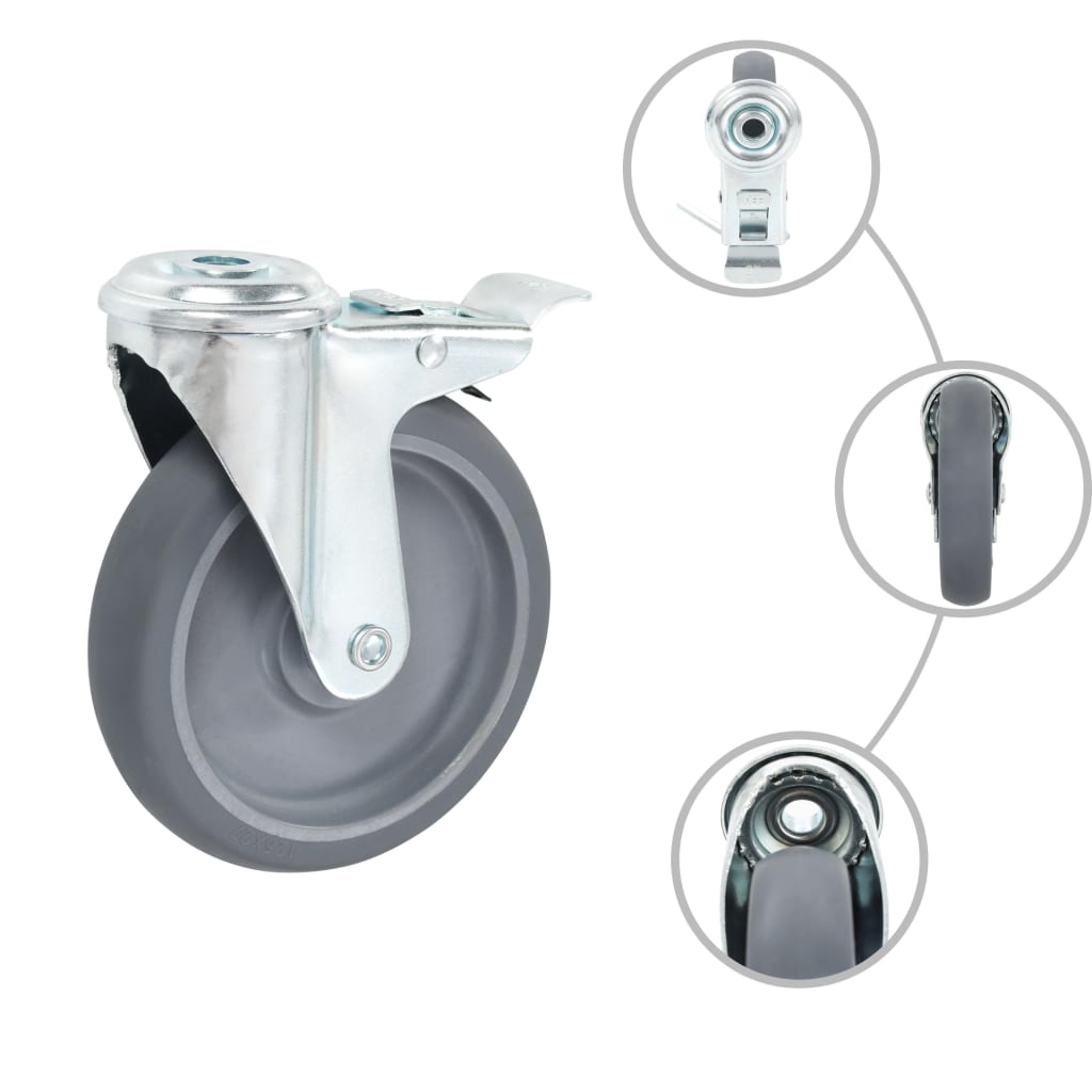 Vidaxl roulettes pivotantes avec trous de boulons 4 pcs 125 mm