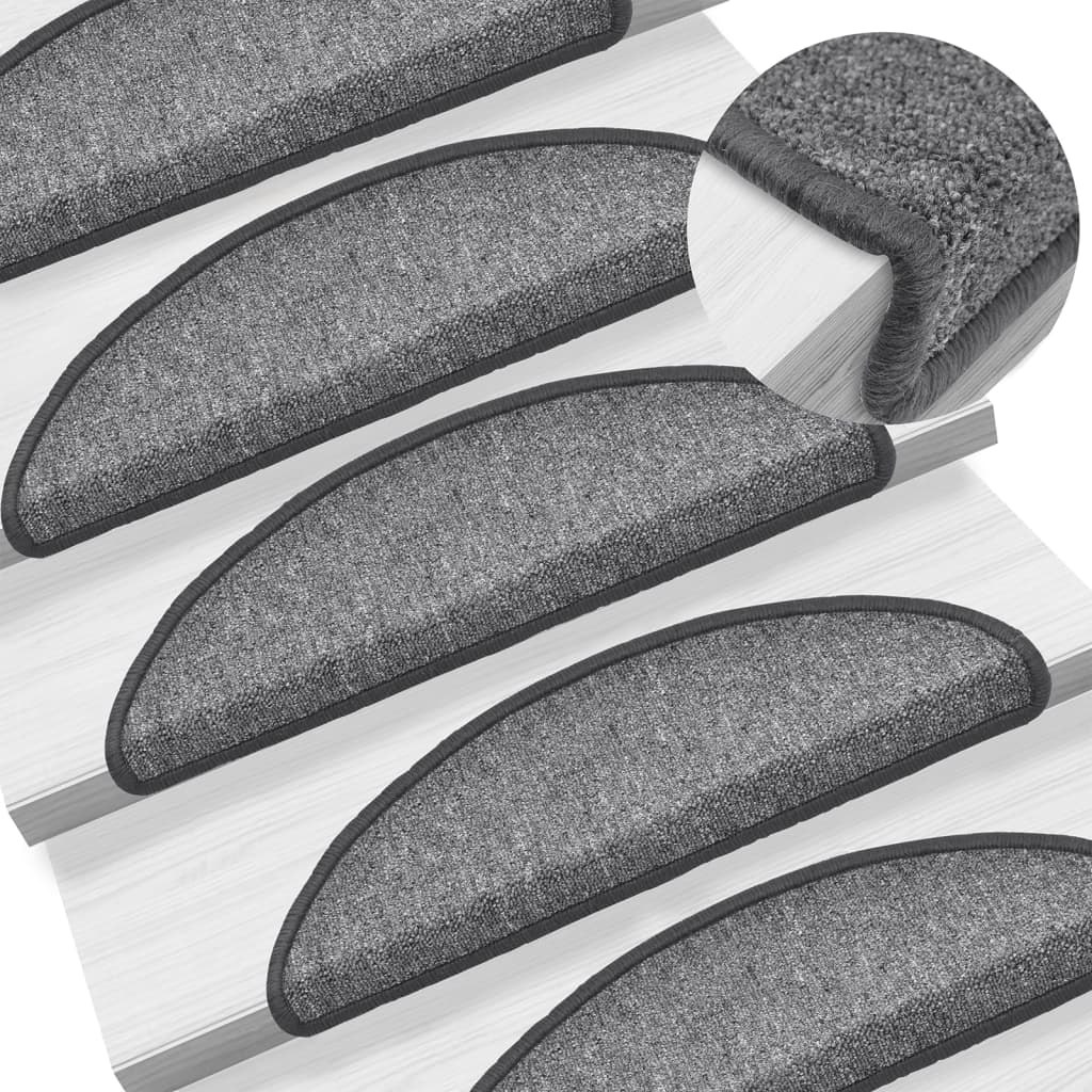 Mattes d'escalier Vidaxl 15 st 56x17x3 cm Hémisphère gris foncé