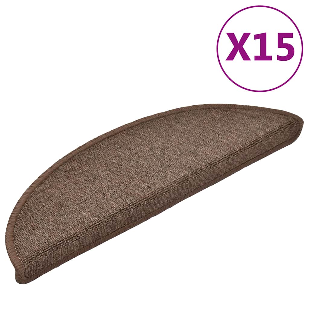 Mattes d'escalier Vidaxl 15 st 56x17x3 cm Hémisphère brun de café